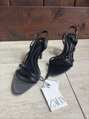 Zara Black Strappy Stiletto Sandals